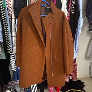 J. Crew Camel Wool Coat with Zipper Accents